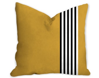 yellow striped throw pillows