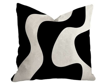 black and white throw pillow set