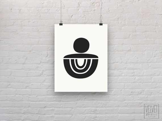 Mitte jahrhundert schwarz und weiß Druck Retro-Stil neutrale | Etsy