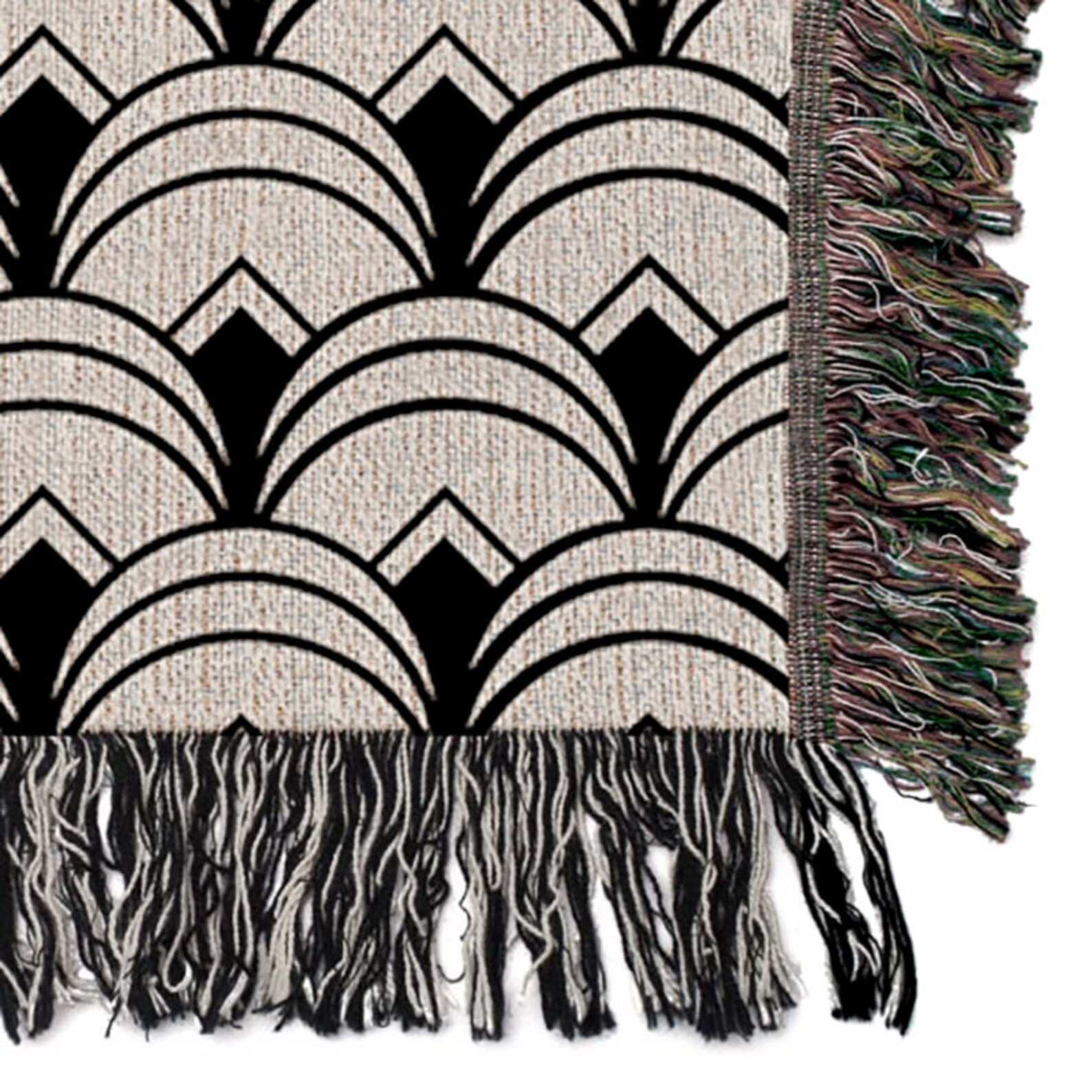 Art Deco Woven Throw Blanket Tapestry Retro Cozy and Etsy