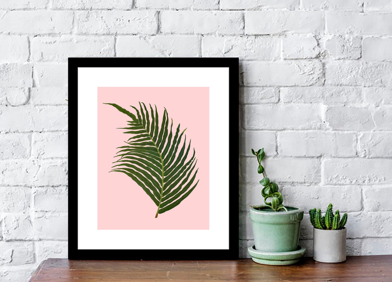 Palm tree leaf framed art tropical art wall art palm tree Etsy