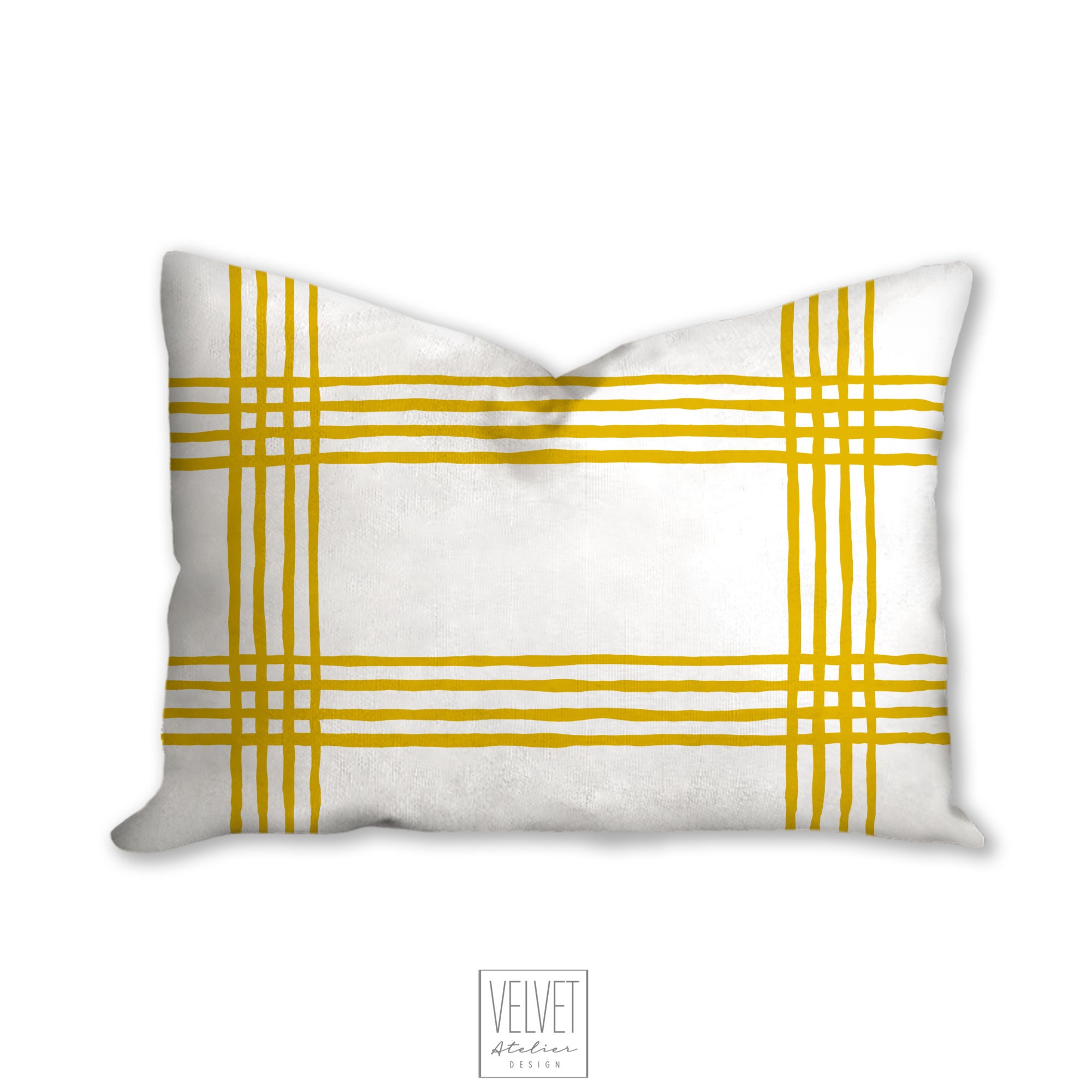 Pillow With Yellow Plaid Stripes Throw Pillow Yellow Pillow Etsy