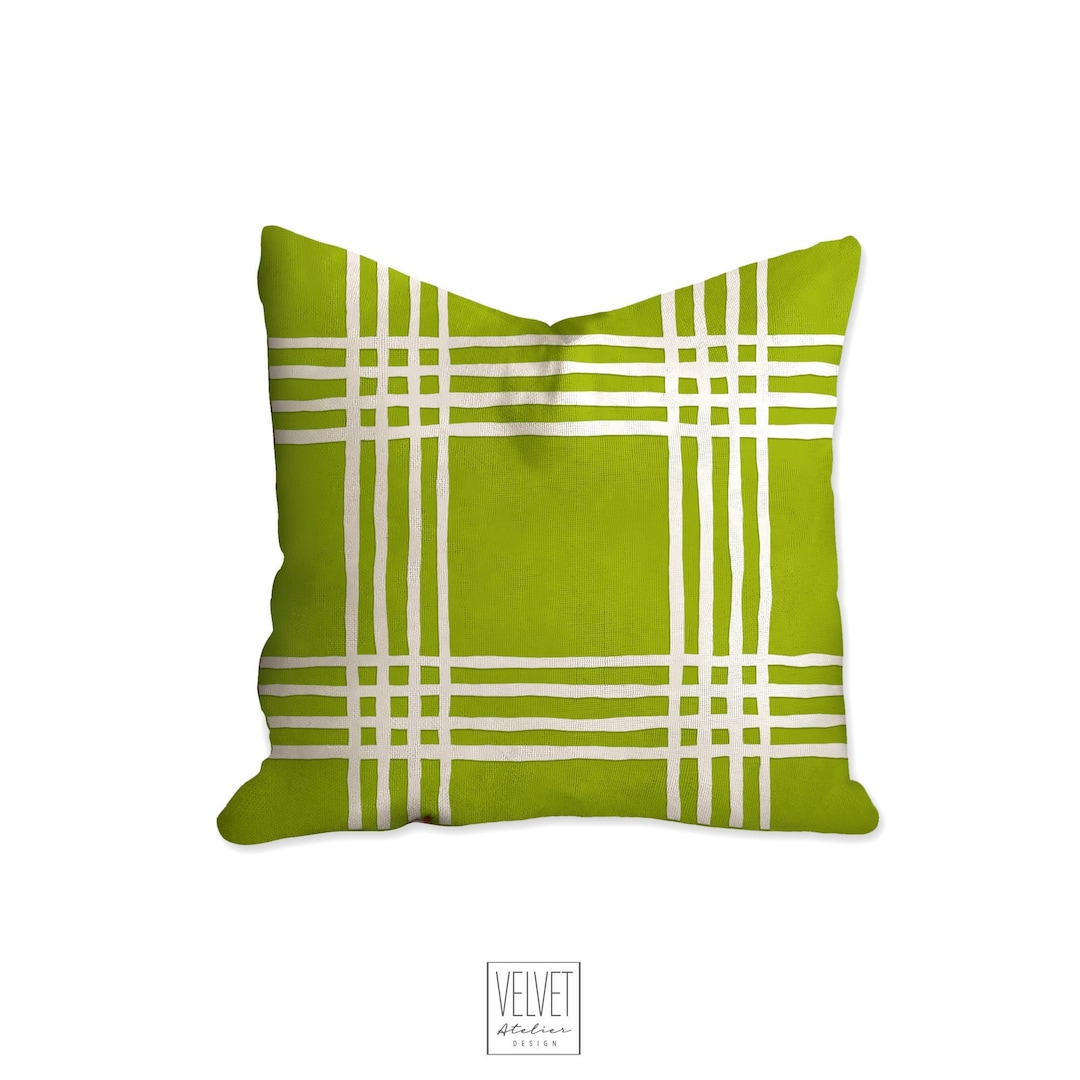 Plaid Green Pillow Apple Green Pillow Summer Decor Pillow Etsy