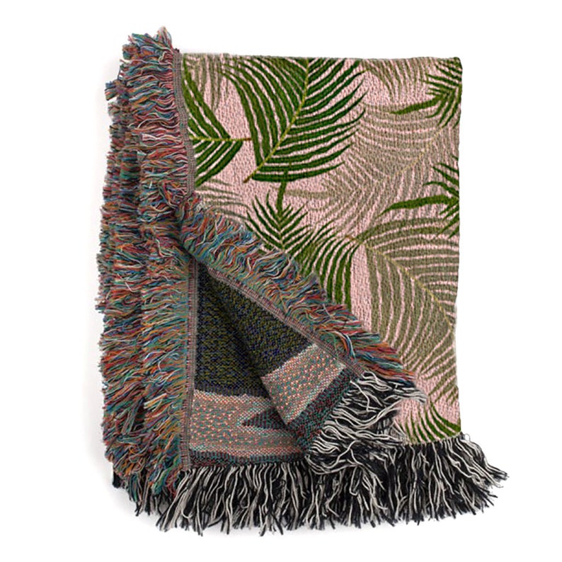 Palm Tree Leaves Woven Throw Blanket Cozy And Stylish Etsy 日本