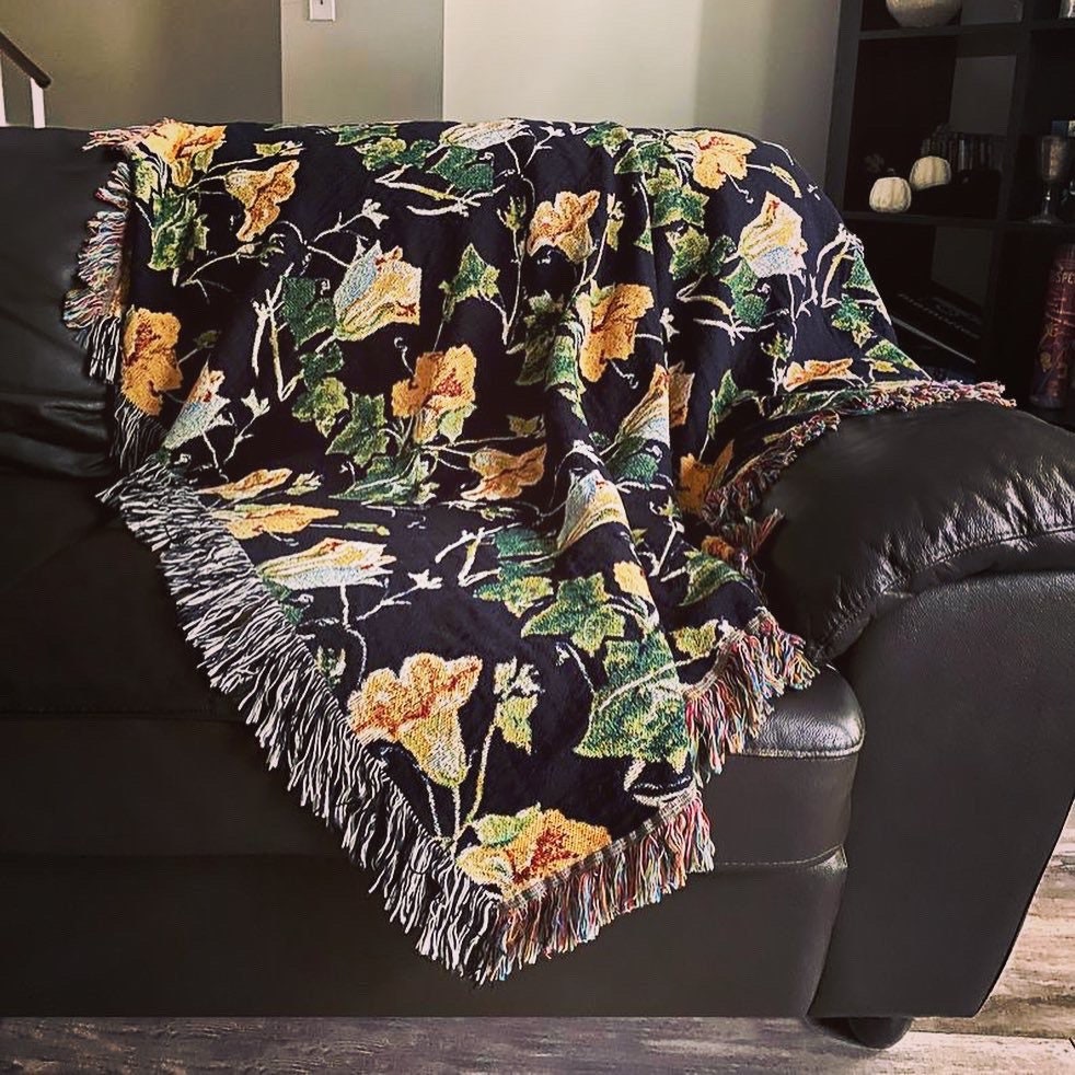 Boho floral throw blanket Woven Blanket Pumpkin Flowers Etsy