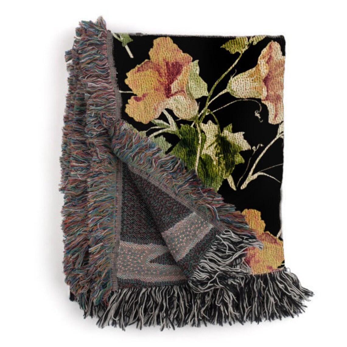 Boho Floral Throw Blanket Woven Blanket Pumpkin Flowers - Etsy