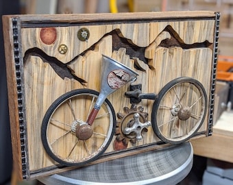 Bicycle Wall Hanging -repurposed Wall Art, Antique, Vintage, Bike