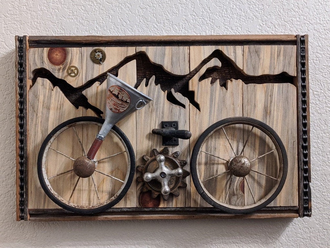 Bicycle Wall Hanging repurposed Wall Art, Antique, Vintage, Bike