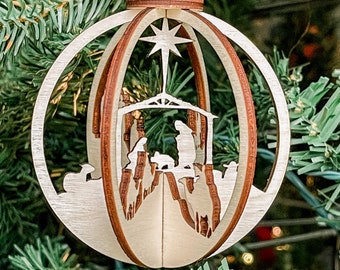 Jesus Ornament Vintage Nativity Ornament Nativity Ornament Wood Stable Ornament Wooden Nativity Ornament