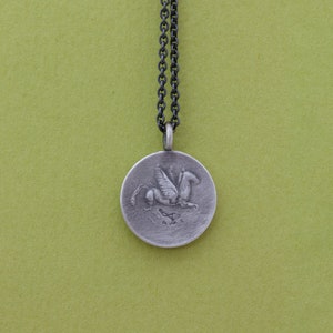 Handmade Pegasus jewelry pendant, nostalgic relief, pendant 925/... Silver, 13,5mm x approx. 1,5mm