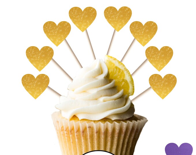 Silver Heart Cupcake Toppers Etsy