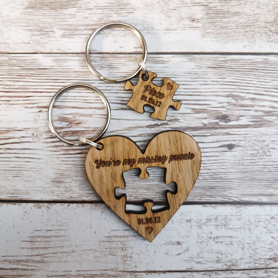 Couples Puzzle Heart Keyring Keychain Personalised Husband Etsy