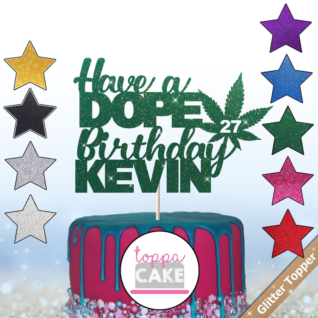26 & Dope Birthday Cake Topper - 420 Themed, Marijuana Decor, Glitter Design (Black) - View #11