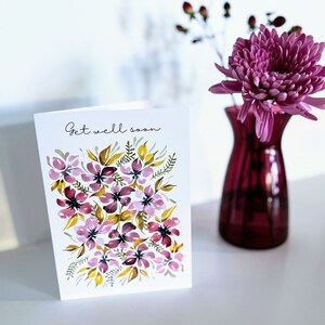 Guérir bientôt - Carte aquarelle florale