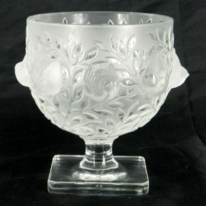 Vase-LALIQUE FRANCE ELIZABETH Pedestal Footed Vase/ Candy Dish / Condiment Bowl