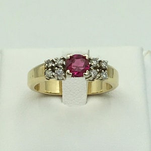 14K Yellow Gold Ruby and Diamond Ring, Vintage Ruby Wedding Ring, 6 Year Anniversary Gift For Wife, Gift For Maid Of Honour, July  Gift