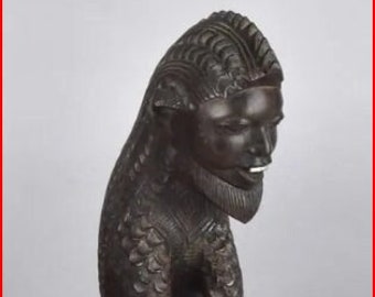 コレクターアイテム (2) アンティーク木製アフリカ彫像 - ブックエンド