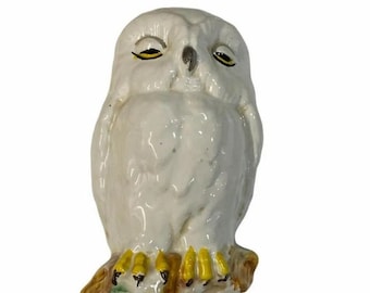 OWL SCULPTURE-Italian Hand Painted Ceramic Owl Sculpture