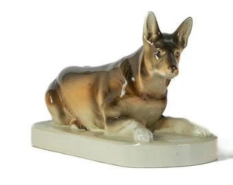 Royal Dux German Shepherd-Porcelain German Shepherd Figurine By Royal Dux