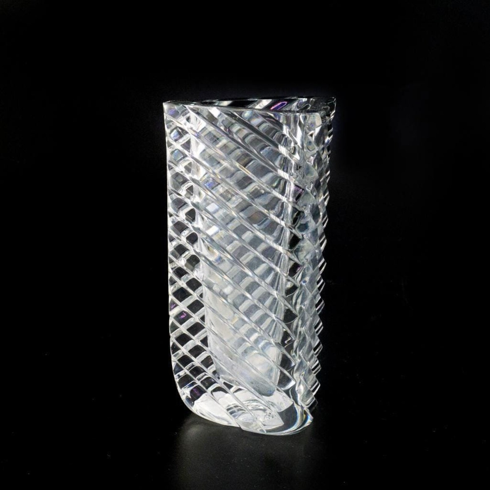 Vasevintage Crystal Triangle Flower Vase Etsy