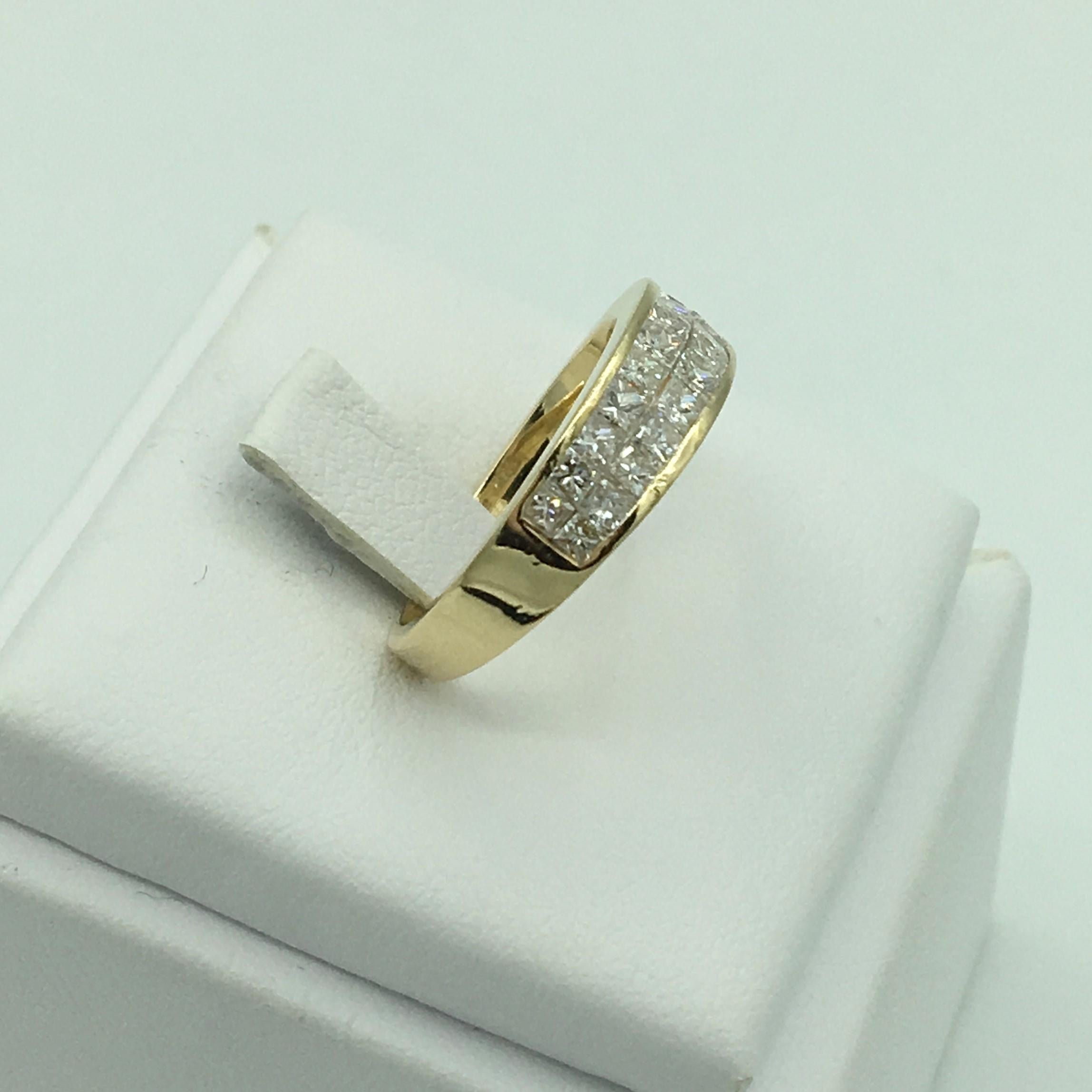 Jewelry-size 5-yellow Gold 14K and 22 Stone Square Cut Diamond - Etsy