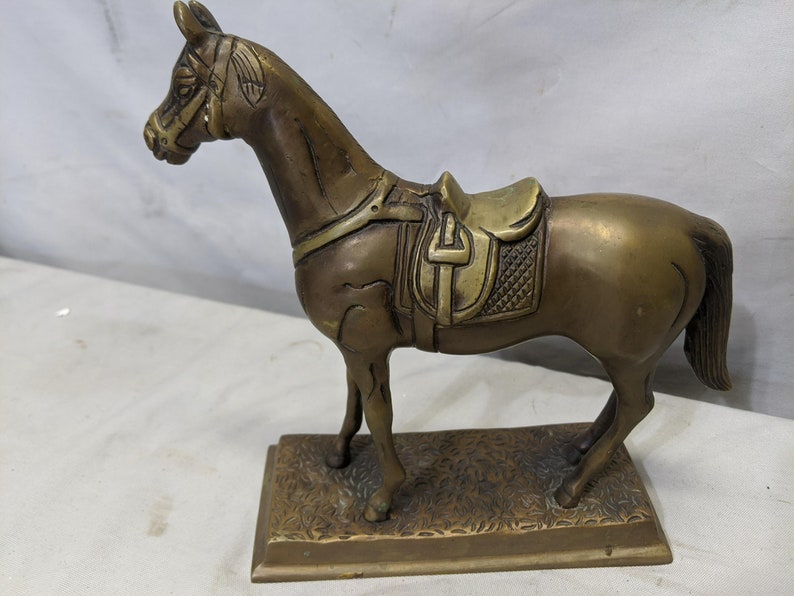 Bronzevintage Bronze Horse With Saddle Sculpture Etsy
