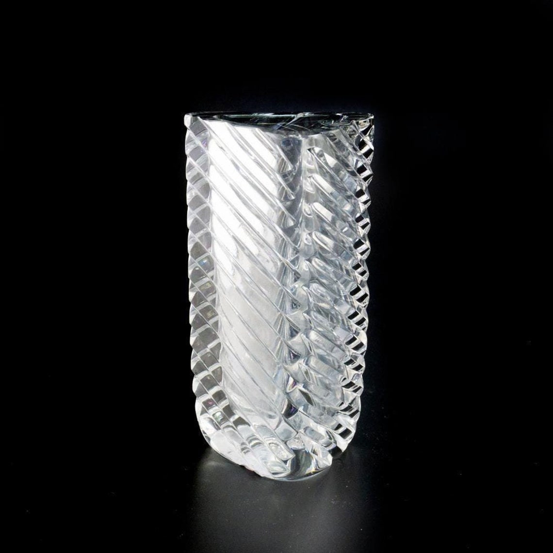 Vasevintage Crystal Triangle Flower Vase Etsy