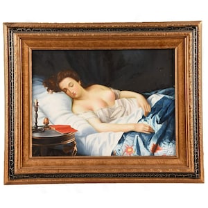 Painting of semi-nude woman sleeping