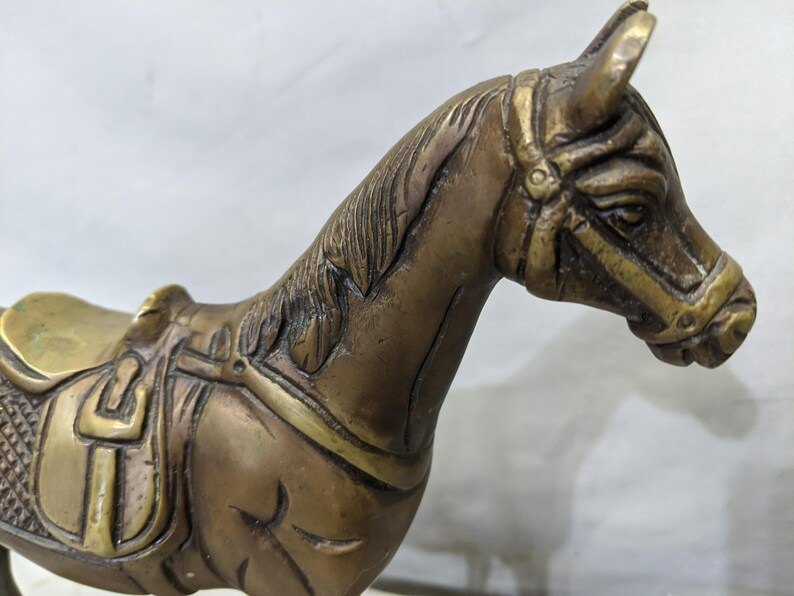 Bronzevintage Bronze Horse With Saddle Sculpture Etsy