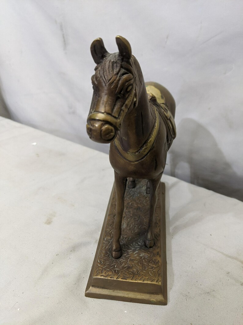 Bronzevintage Bronze Horse With Saddle Sculpture Etsy