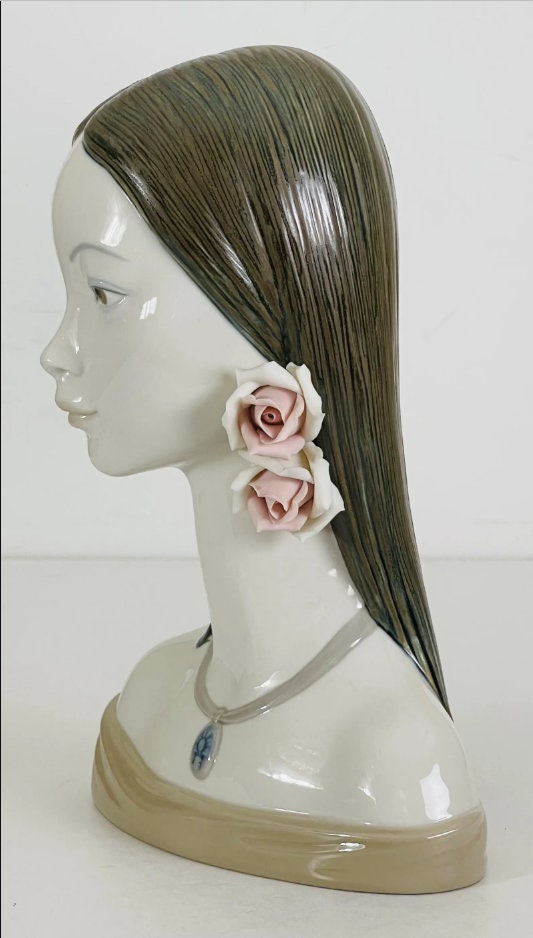 Bust/figurinelladro Maja Porcelain Young Woman's Head Bust W. Roses Etsy