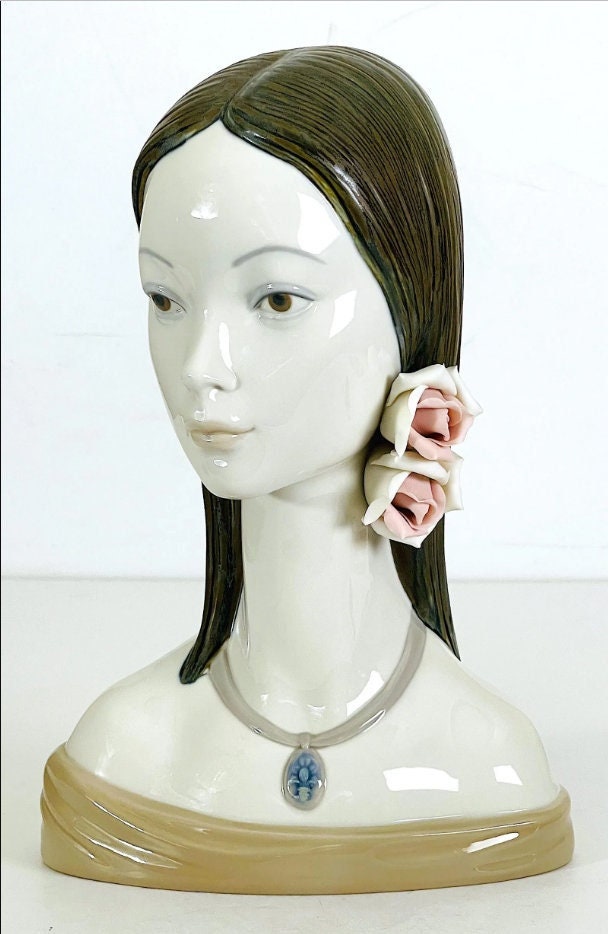 Bust/figurinelladro Maja Porcelain Young Woman's Head Bust W. Roses Etsy
