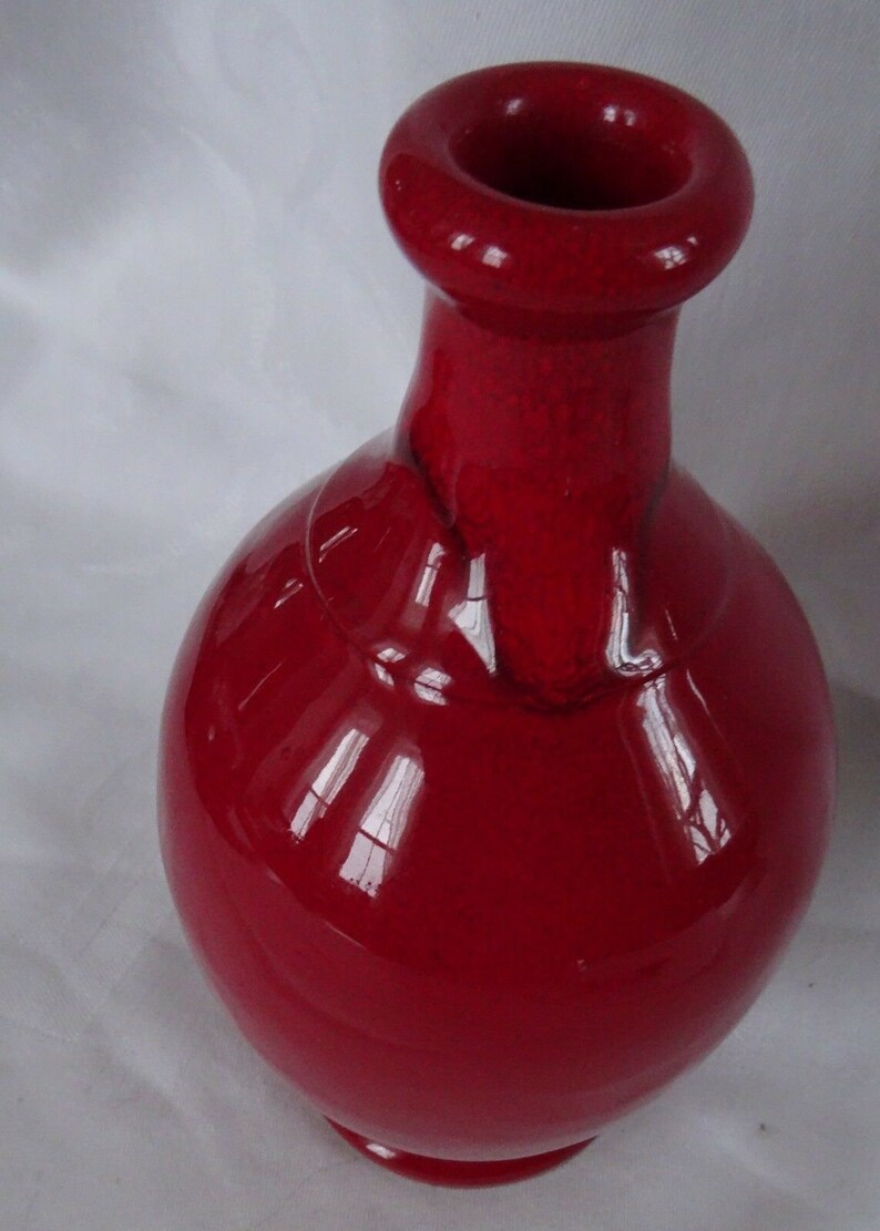 Vase BLEU D'ARGILE fait main poterie française VASE rouge flamboyant