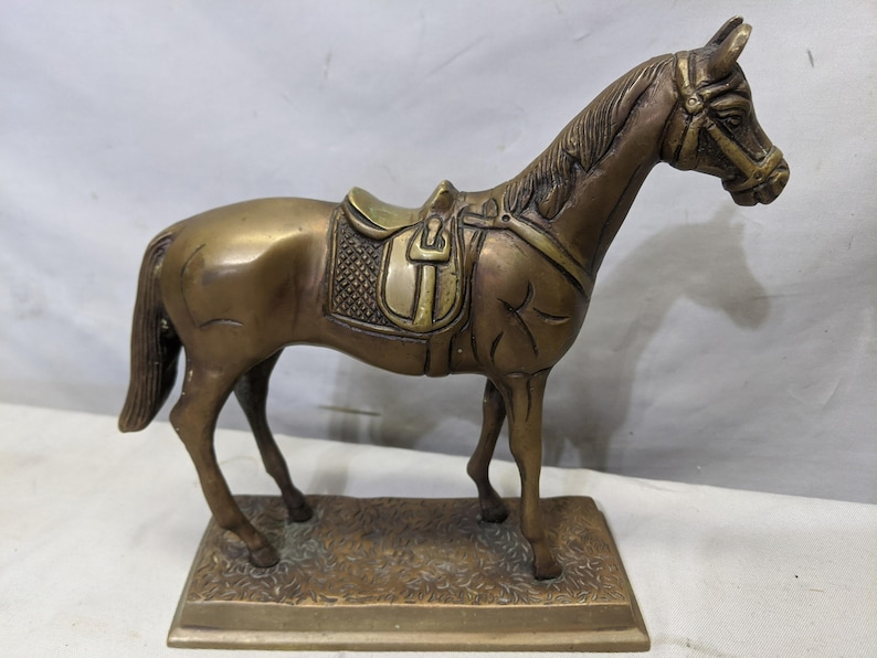 Bronzevintage Bronze Horse With Saddle Sculpture Etsy