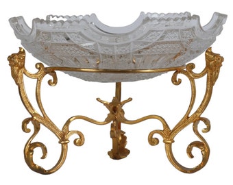 Bronze & Crystal French Style Dore Centerpiece Bowl