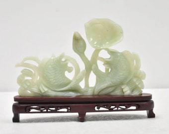 ヴィンテージ彫刻翡翠魚セット：風水オーナメント - Etsy 日本