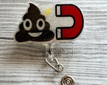 Poop magnet Retractable pinch clip badge reel