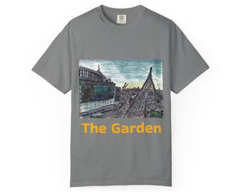 Boston Sports Fan Apparel, TD Garden Sketch Unisex T-shirt, Celtics Bruins Tee, Unique Gift, Basketball Hockey Shirt, Vintage Stadium Merch