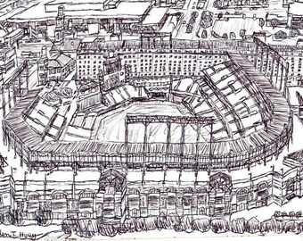 Oriole Park at Camden Yards Aerial Black and White