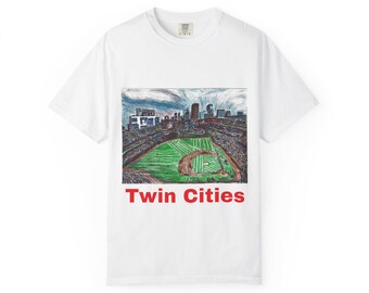 Minimalist Target Field Sketch Unisex Tee - Minnesota Twins Fan Gift, Baseball Stadium Art Shirt, Sports Lover Graphic Top, Vintage Style