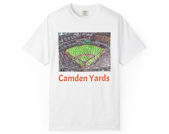 Baltimore Orioles Stadium Sketch T-shirt, Unisex Tee, Baseball Fan Gift, Camden Yards Panoramic Art, Sports Apparel, Vintage Style Shirt
