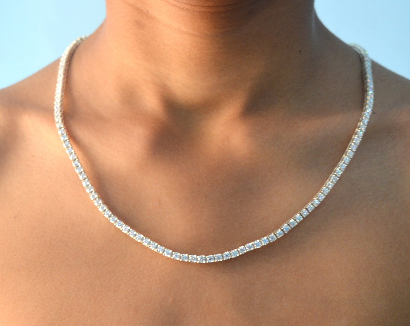 30.00 CT Moissanite Tennis Necklace 925 Silver Necklace | Etsy