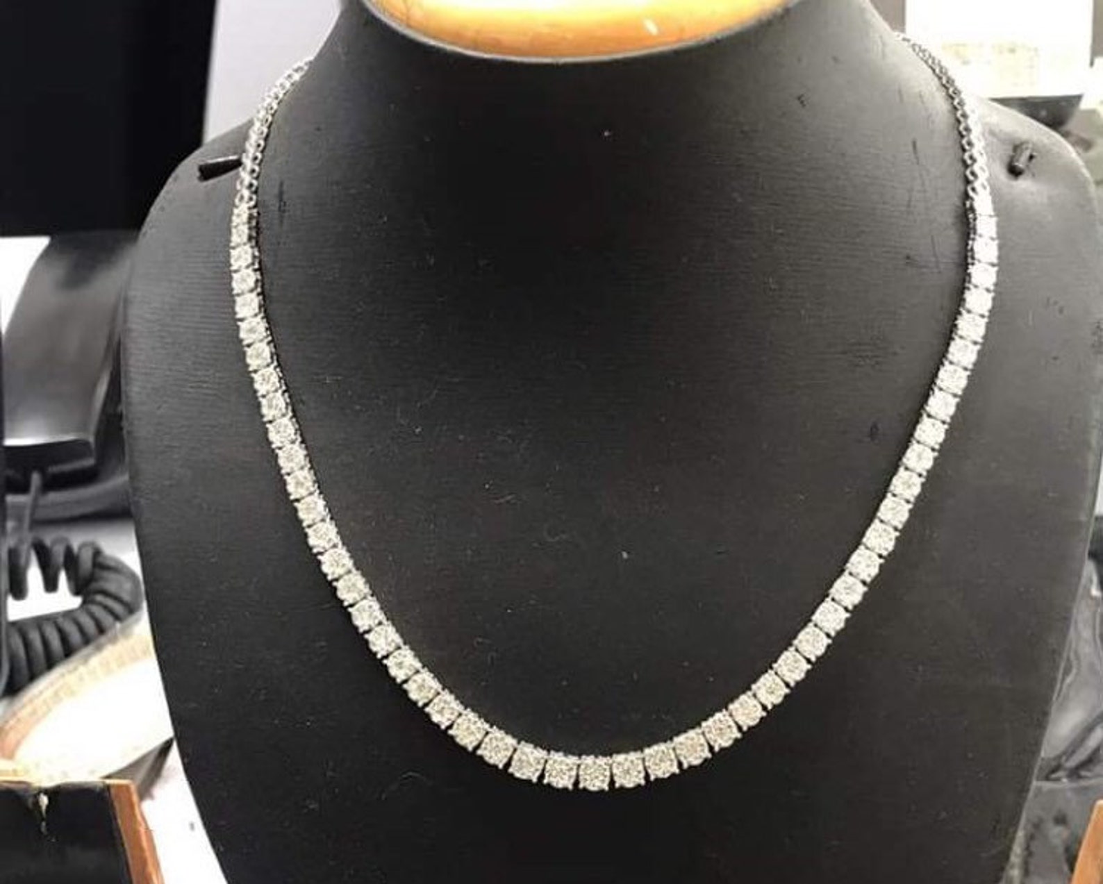 30.00 CT Moissanite Tennis Halskette 925 Silber Halskette Etsy