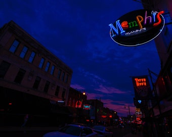 Beale Street Photography, Memphis Tennessee, Neon Signs, Blues Music