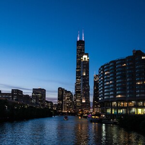 Chicago Photography, Chicago Architecture, Big City Lights, Skyscrapers, John Hancock Center, Cityscape, Chicago at Dusk, Chicago River Tour