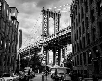 Manhattan Bridge, New York City, Dumbo, Brooklyn, Black and White, Cityscape, NYC