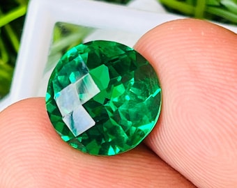 AA++ !! Green Sapphire Gemstone High Quality  Checkerboard Cut Round  Shape gemstone size-11x11x8MM Carat-11.00 and extra gift