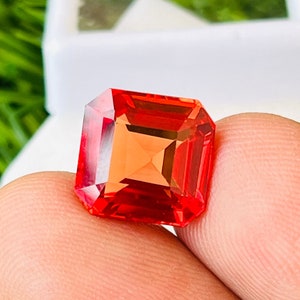 AAA+++ Orange Sapphire Beautiful Ring Size Gemstone Size-10x10x6 MM Carat-8.60 Cushion Shape Excellent Cut Stone (And Extra Gift)