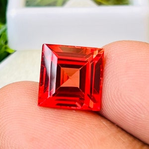 Wonderful!! Light  Orange Sapphire Beautiful Ring Size Gemstone Size-10x10x7MM Carat-7.60 Cushion Shape Excellent Cut Stone (And Extra Gift)