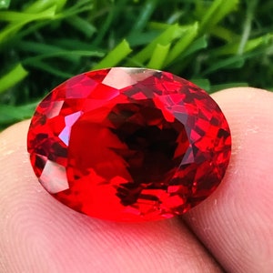 レッドサファイア宝石 楕円形 素敵なカット 最高品質 素晴らしい誕生日プレゼント サイズ-16x12x8MM カート-10.75 (および追加ギフト)